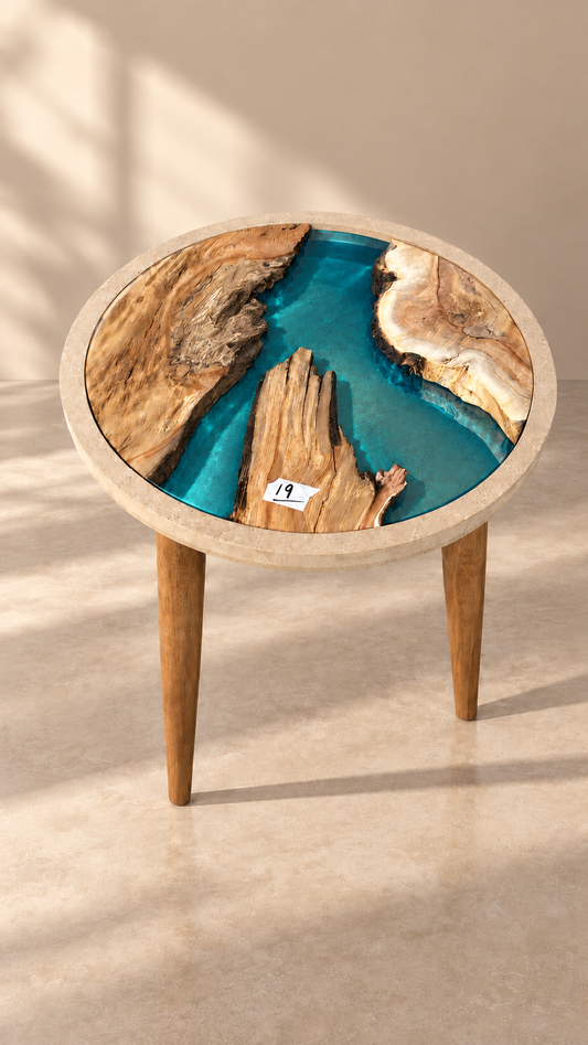 16" Framed Round River Table with Wooden Legs [Style 19]