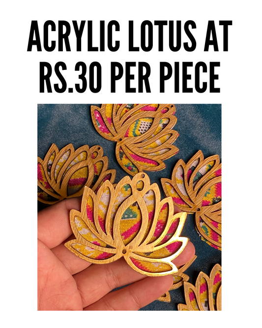 Acrylic Lotus with Cloth Patchwork (SET OF 5)