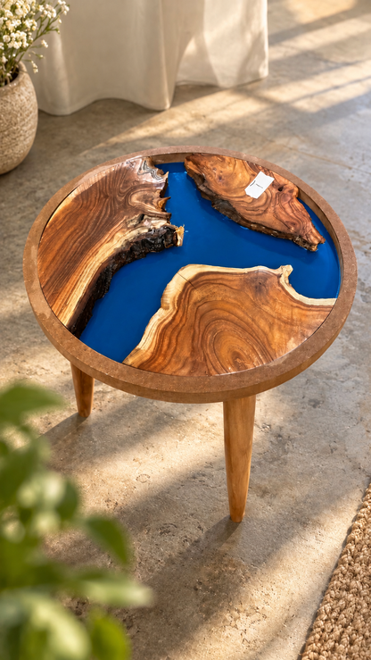 16" Framed Round River Table with Wooden Legs [Style 1]