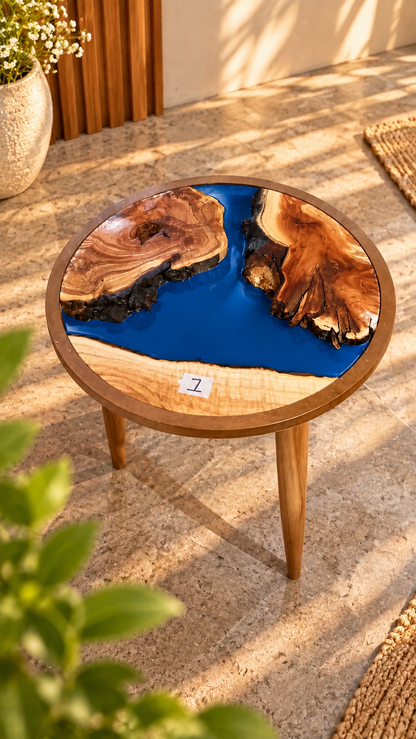 16" Framed Round River Table with Wooden Legs [Style 7]