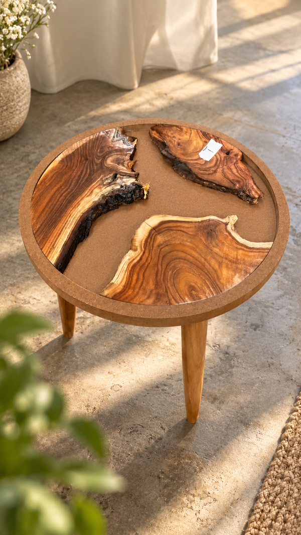 16" Framed Round River Table with Wooden Legs [Style 1]