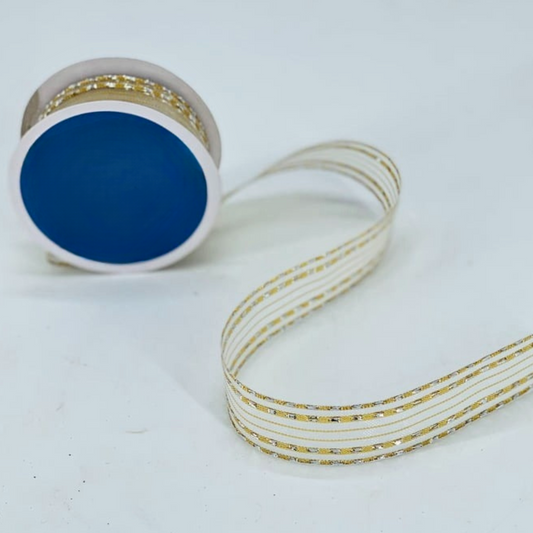 Gold Sheer Ribbon with Silver Hints- 1 metre