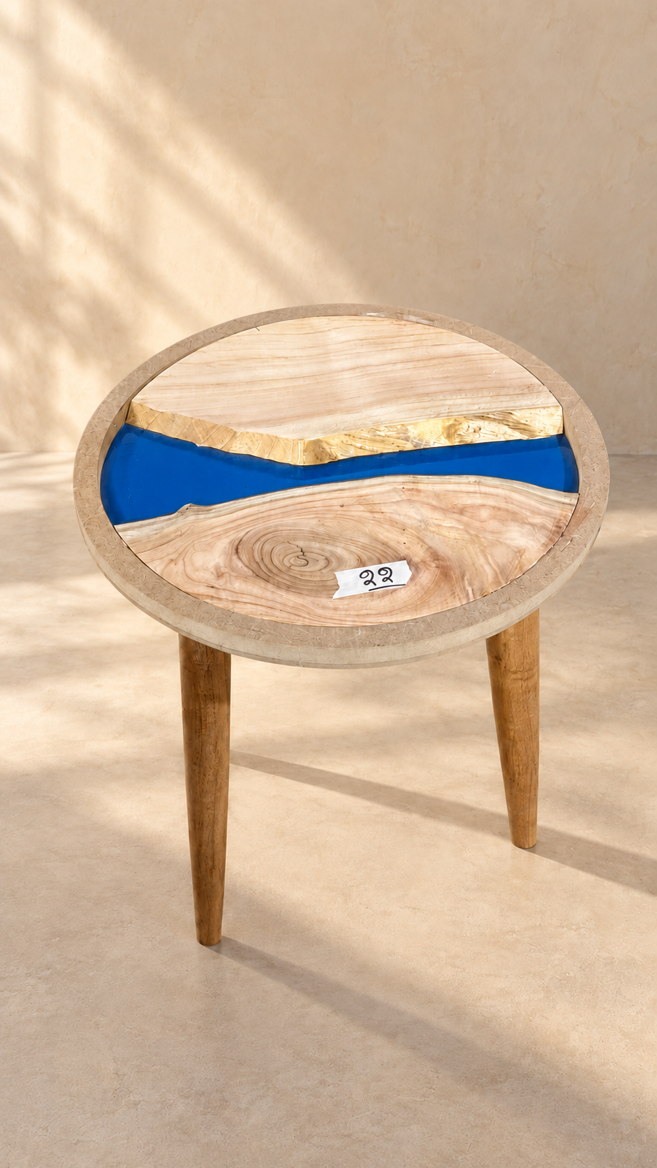 16" Framed Round River Table with Wooden Legs [Style 22]
