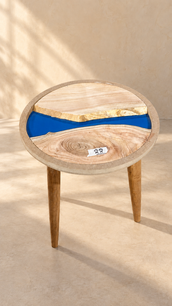 16" Framed Round River Table with Wooden Legs [Style 22]