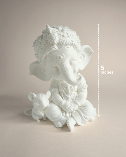 5" Adorable Ganesh Statue with Mouse