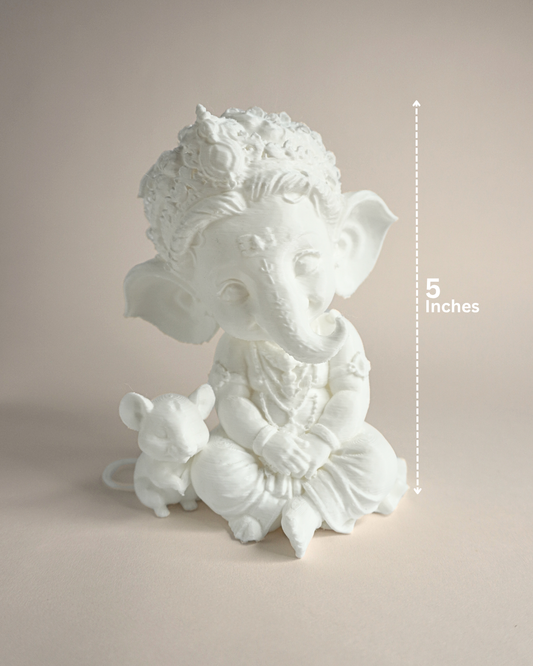 5" Adorable Ganesh Statue with Mouse