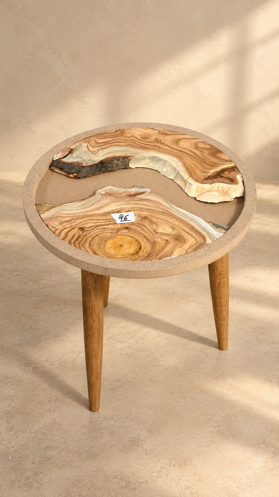 16" Framed Round River Table with Wooden Legs [Style 26]