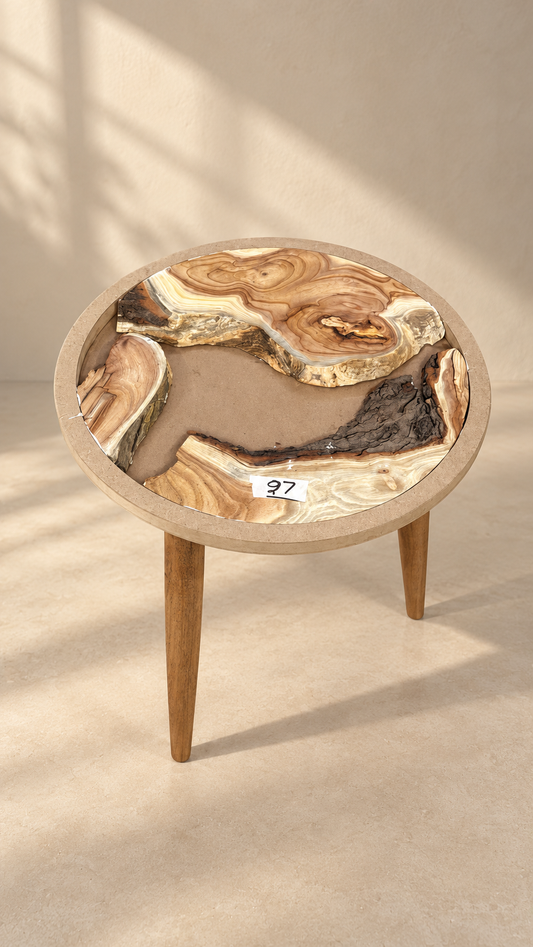 16" Framed Round River Table with Wooden Legs [Style 27]