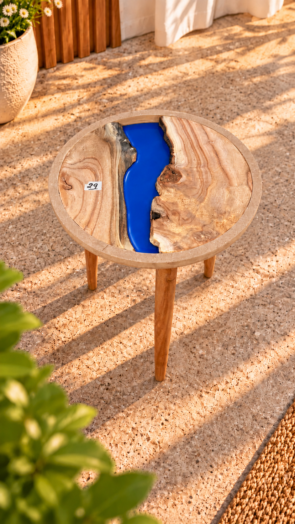 16" Framed Round River Table with Wooden Legs [Style 29]