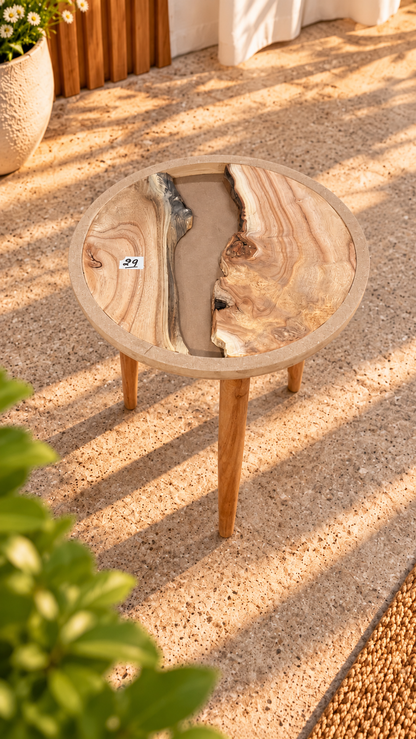 16" Framed Round River Table with Wooden Legs [Style 29]