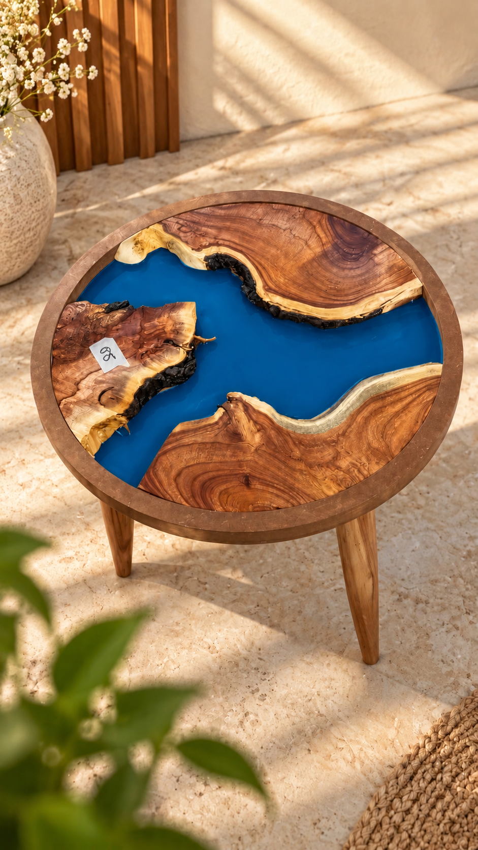 16" Framed Round River Table with Wooden Legs [Style 2]