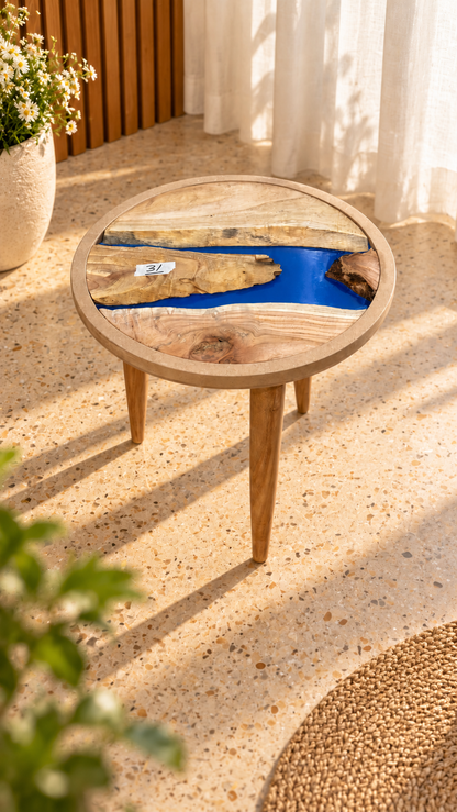 16" Framed Round River Table with Wooden Legs [Style 31]