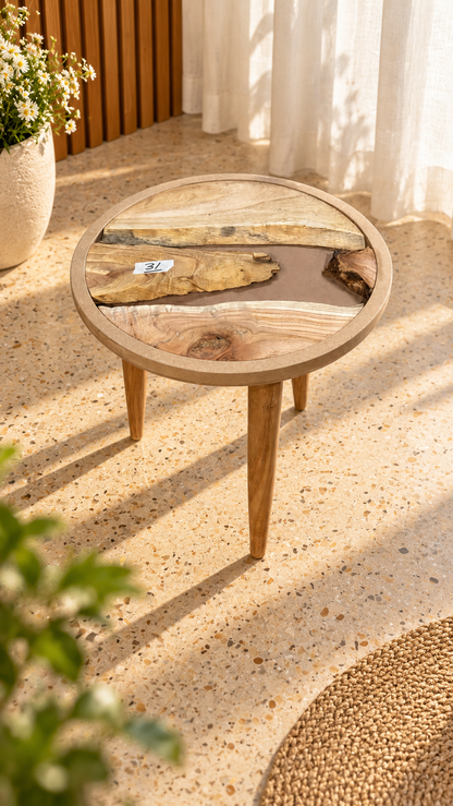 16" Framed Round River Table with Wooden Legs [Style 31]