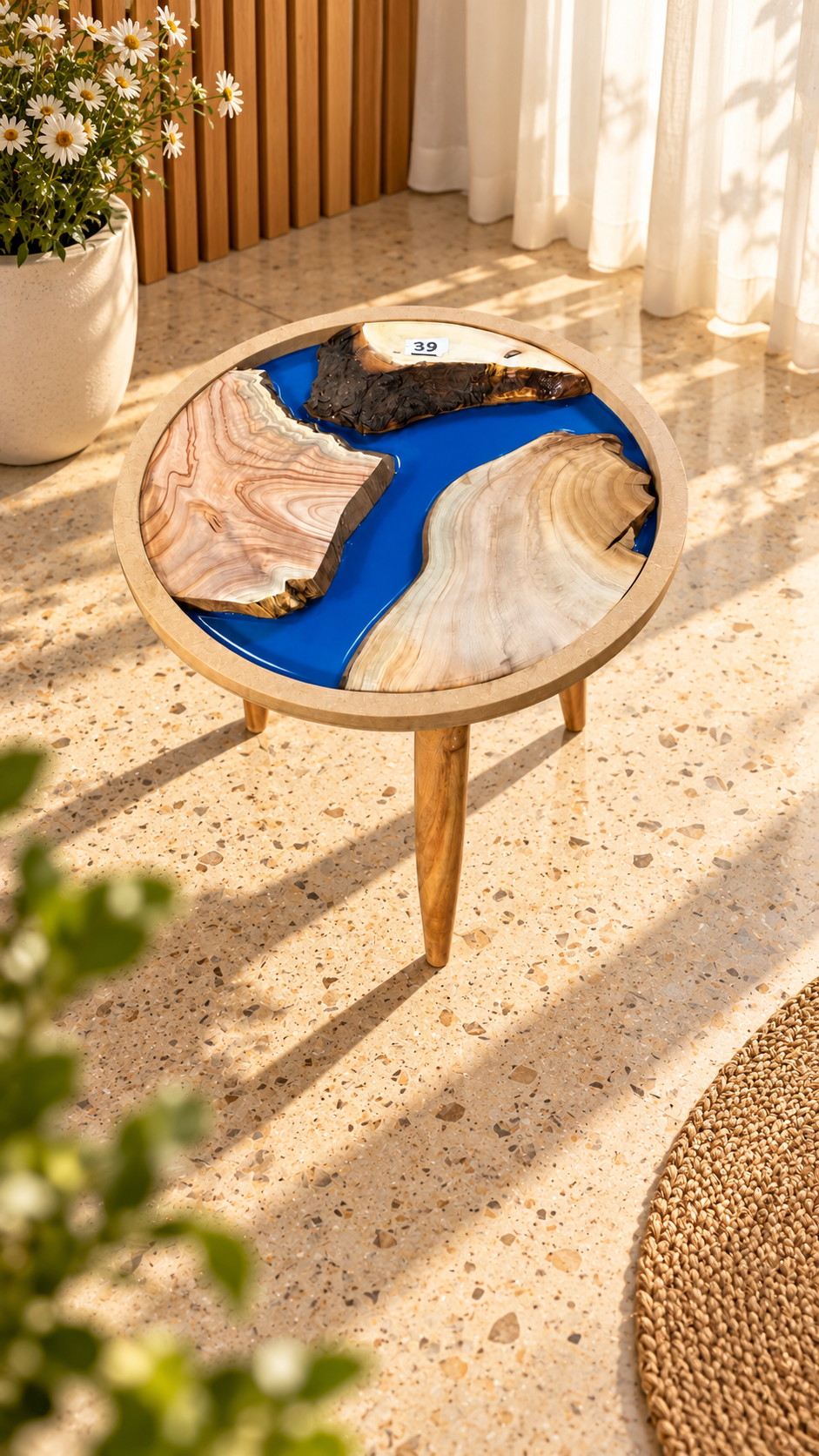 16" Framed Round River Table with Wooden Legs [Style 32]