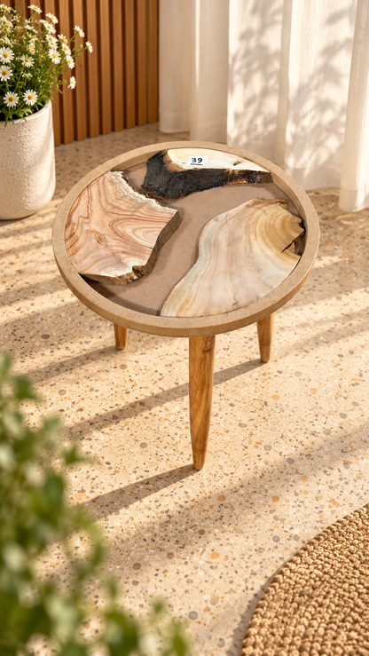 16" Framed Round River Table with Wooden Legs [Style 32]