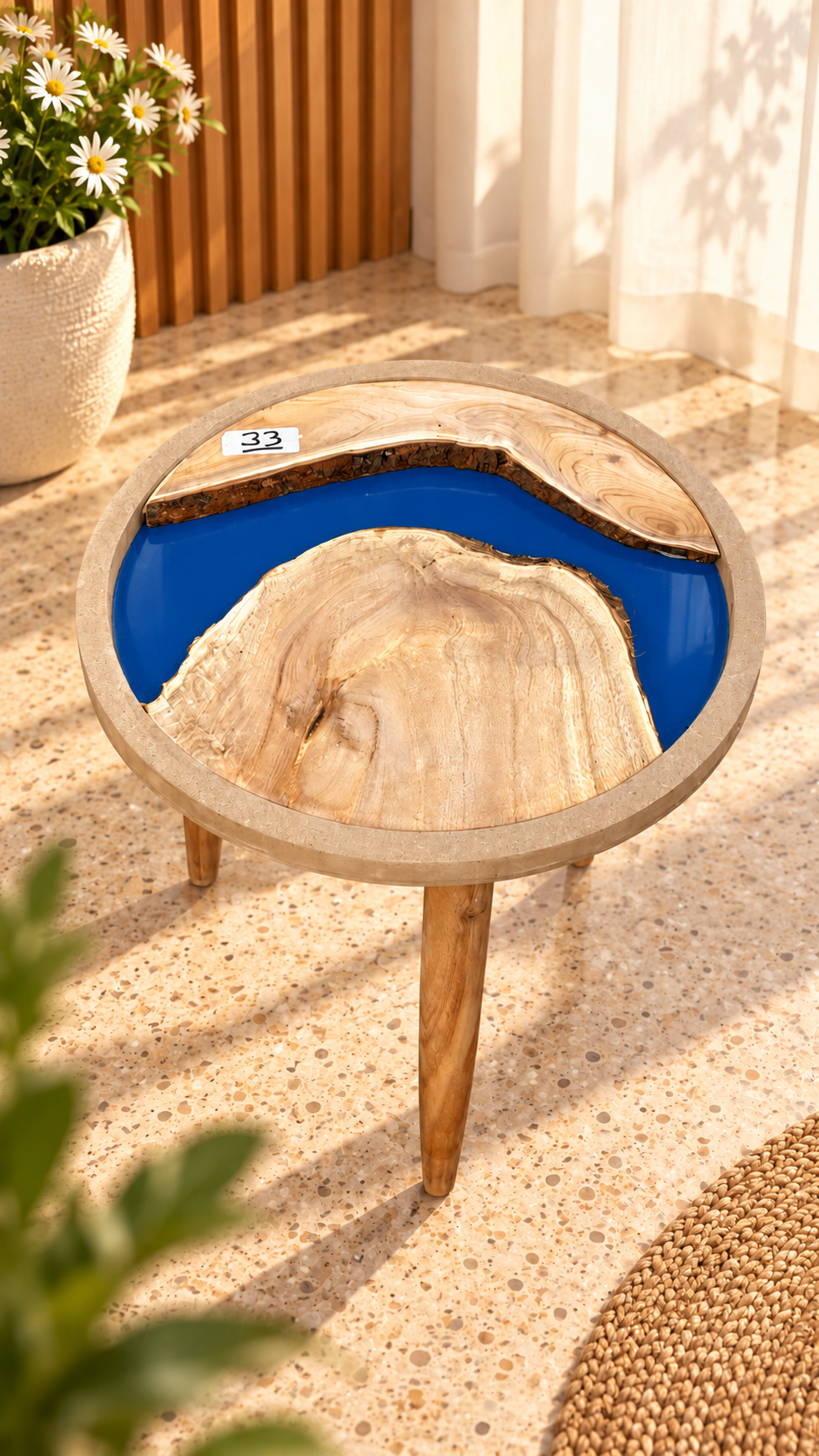 16" Framed Round River Table with Wooden Legs [Style 33]