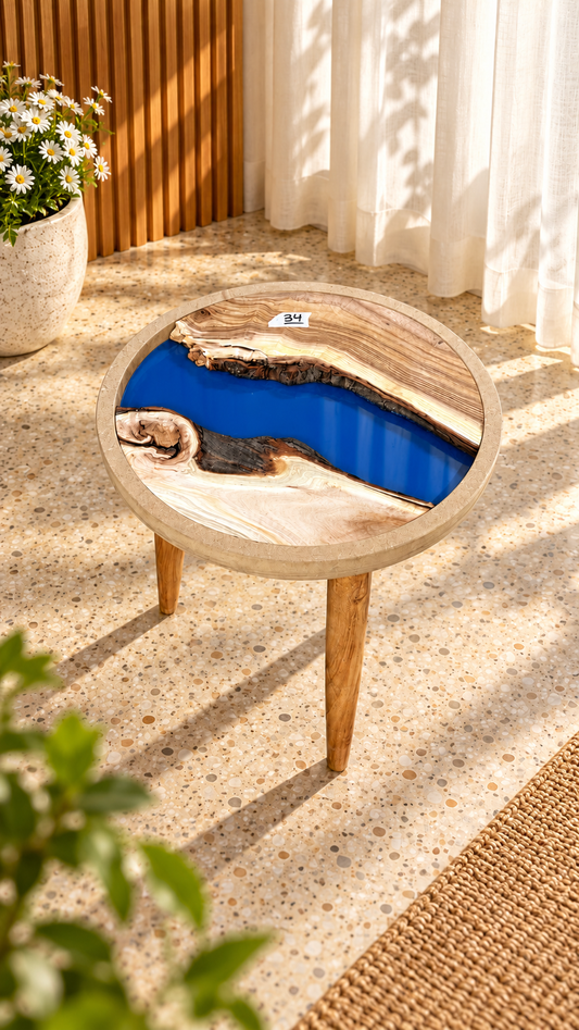 16" Framed Round River Table with Wooden Legs [Style 34]