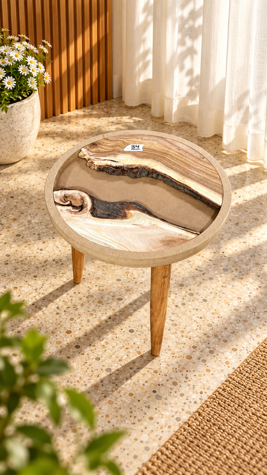 16" Framed Round River Table with Wooden Legs [Style 34]