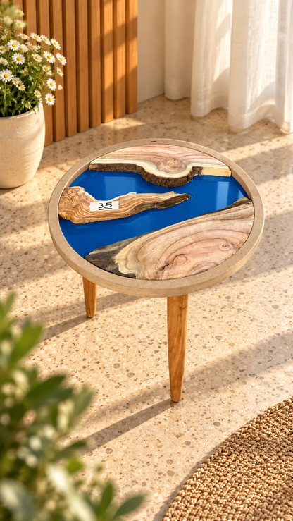 16" Framed Round River Table with Wooden Legs [Style 35]