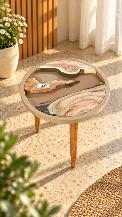 16" Framed Round River Table with Wooden Legs [Style 35]