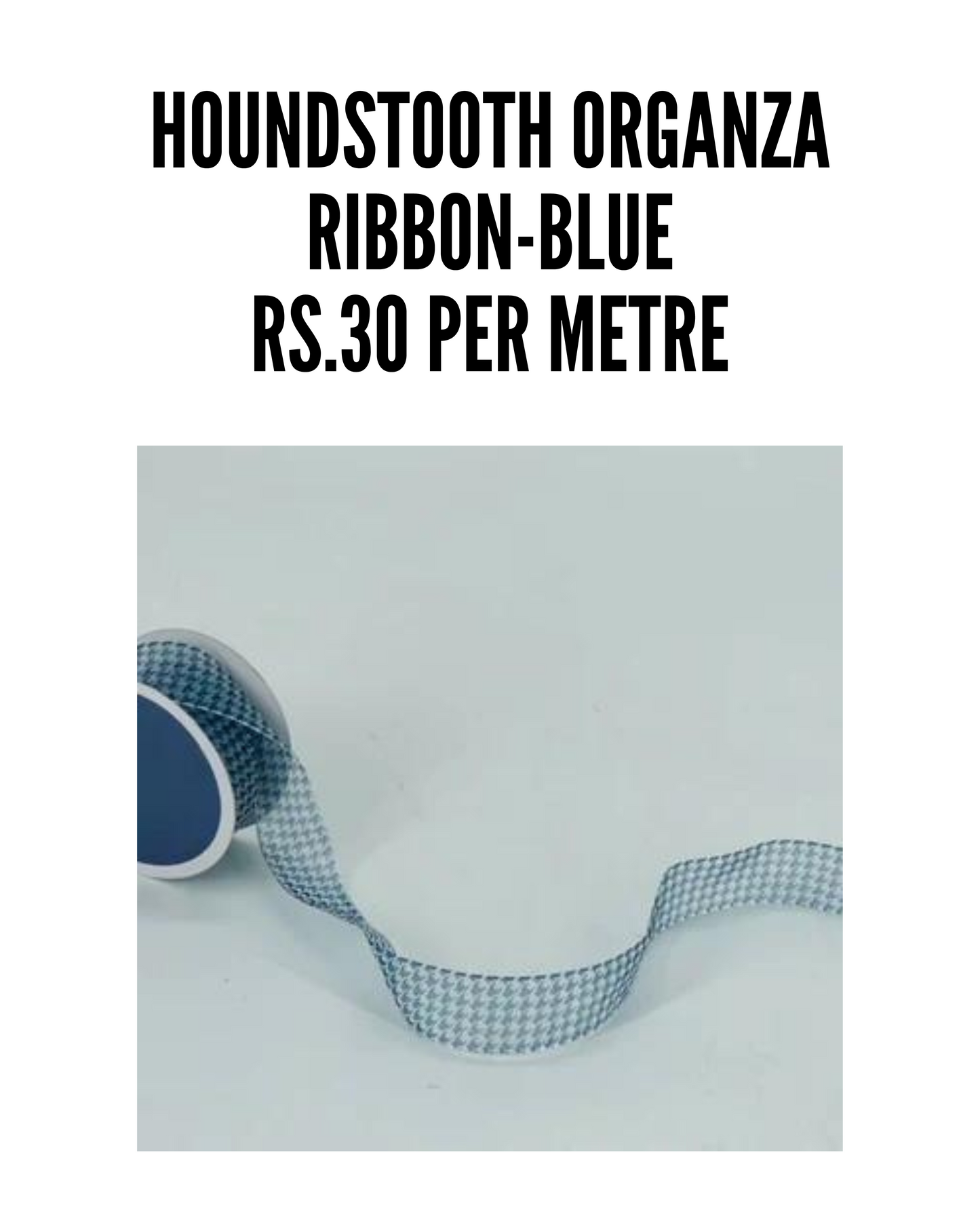 Houndstooth Organza Ribbon-Blue- 5 metre
