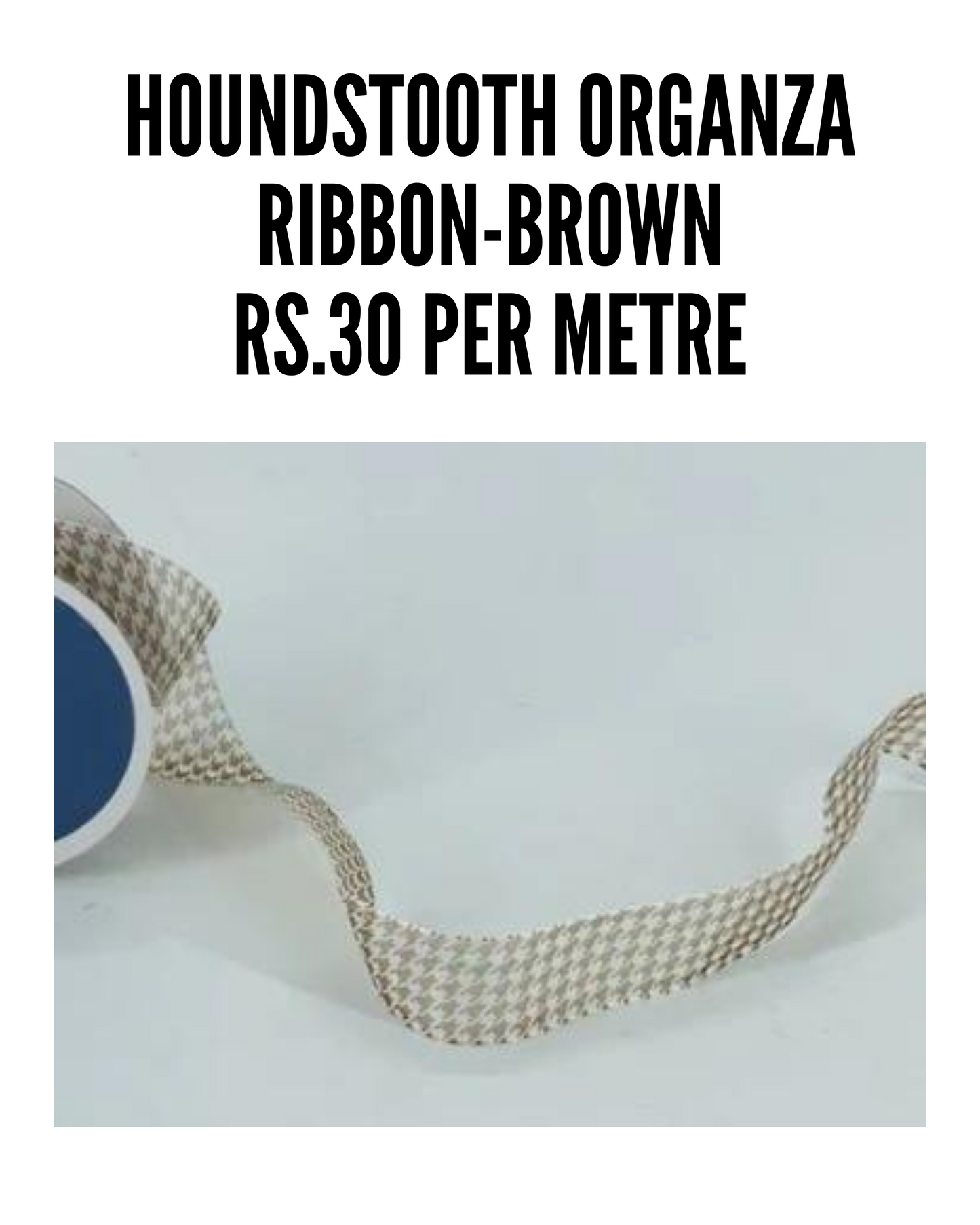 Houndstooth Organza Ribbon-Brown- 5 metre
