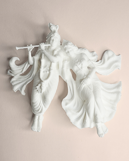 5-Inch 3D Printed Reclining Radha Krishna Idol - Matte White