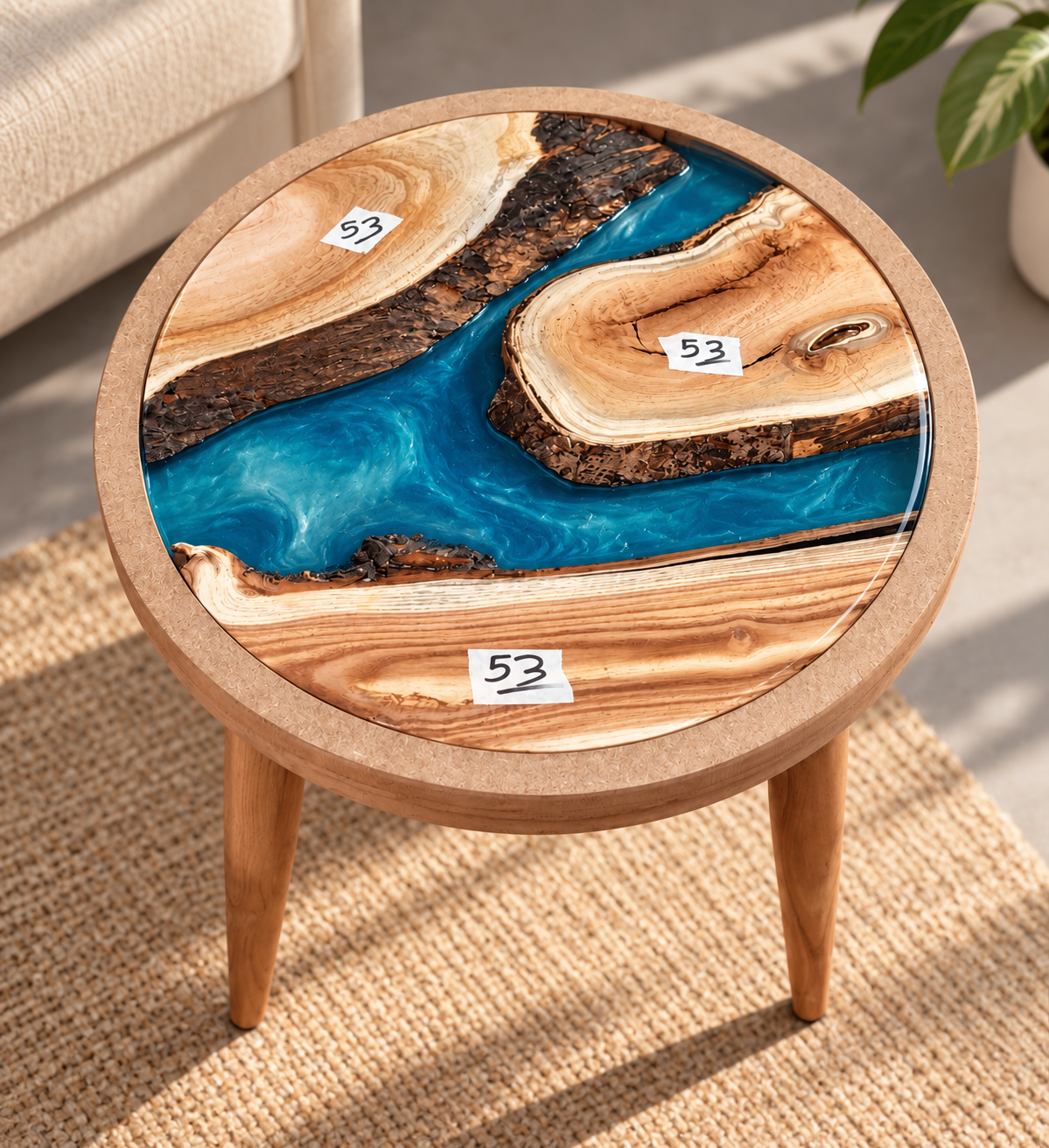 16" Framed Round River Table with Wooden Legs [Style 53]