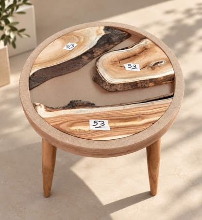 16" Framed Round River Table with Wooden Legs [Style 53]
