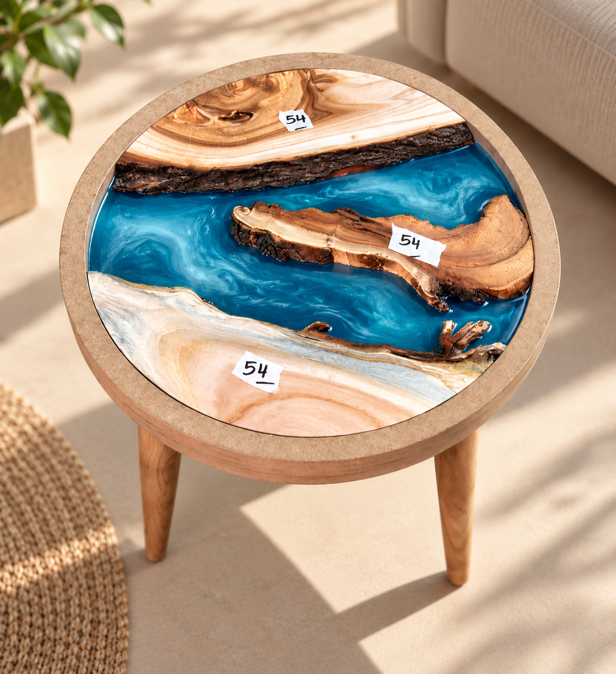 16" Framed Round River Table with Wooden Legs [Style 54]