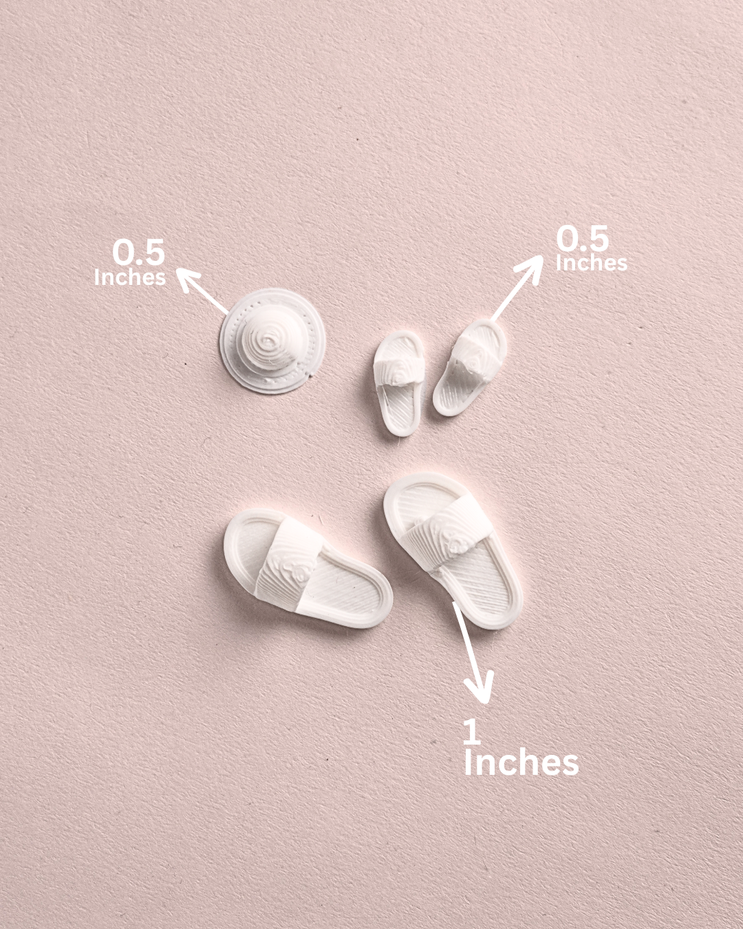 3D Printed Miniature Slippers - 1 Inch (Set Of 5)