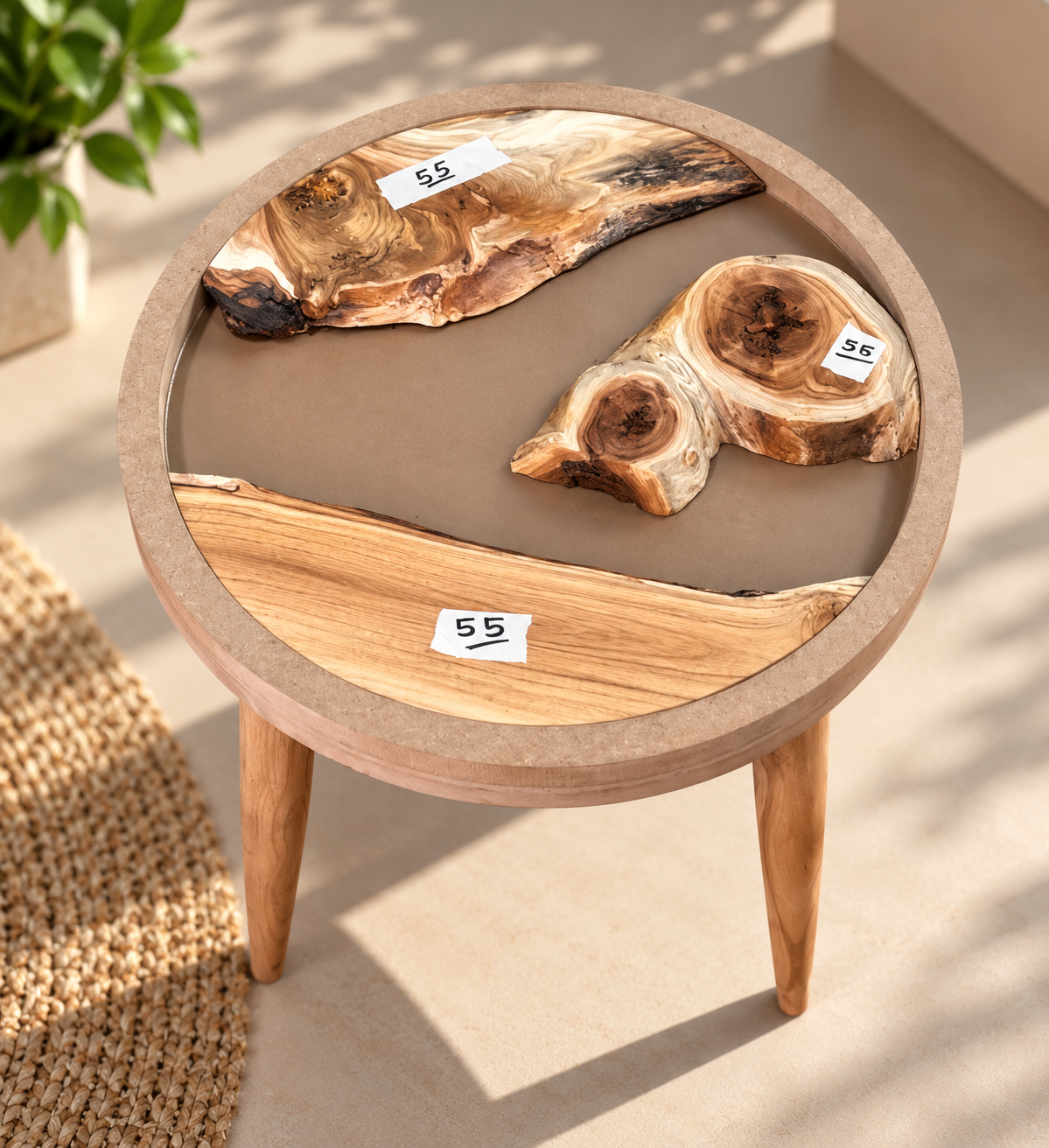 16" Framed Round River Table with Wooden Legs [Style 55]