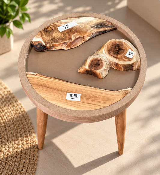 16" Framed Round River Table with Wooden Legs [Style 55]