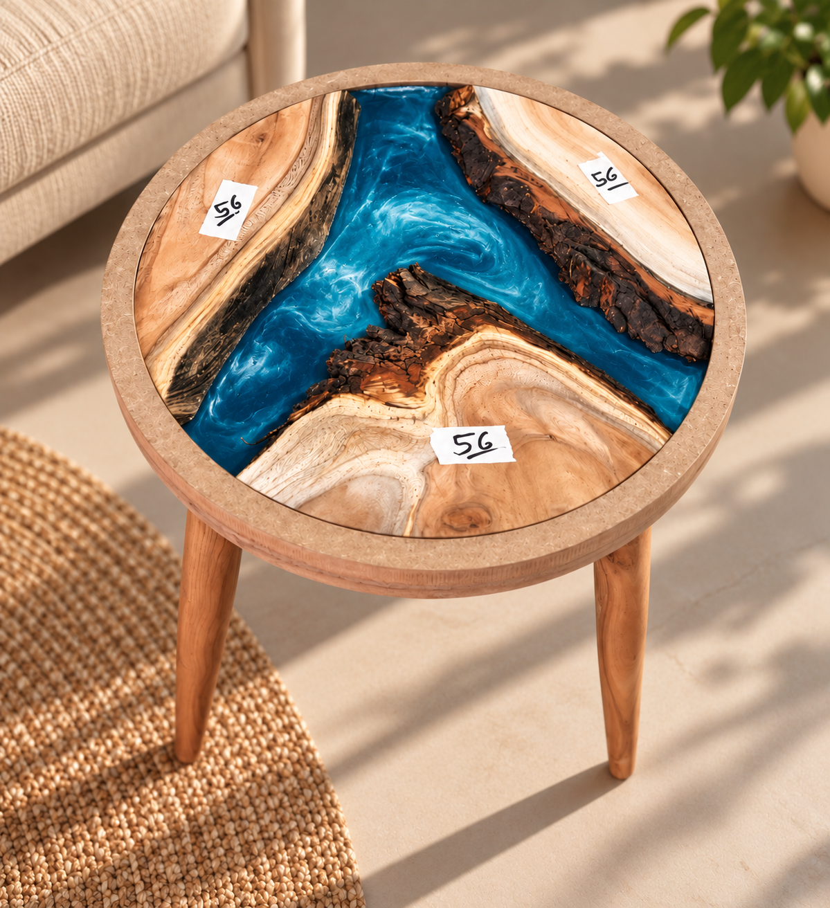 16" Framed Round River Table with Wooden Legs [Style 56]
