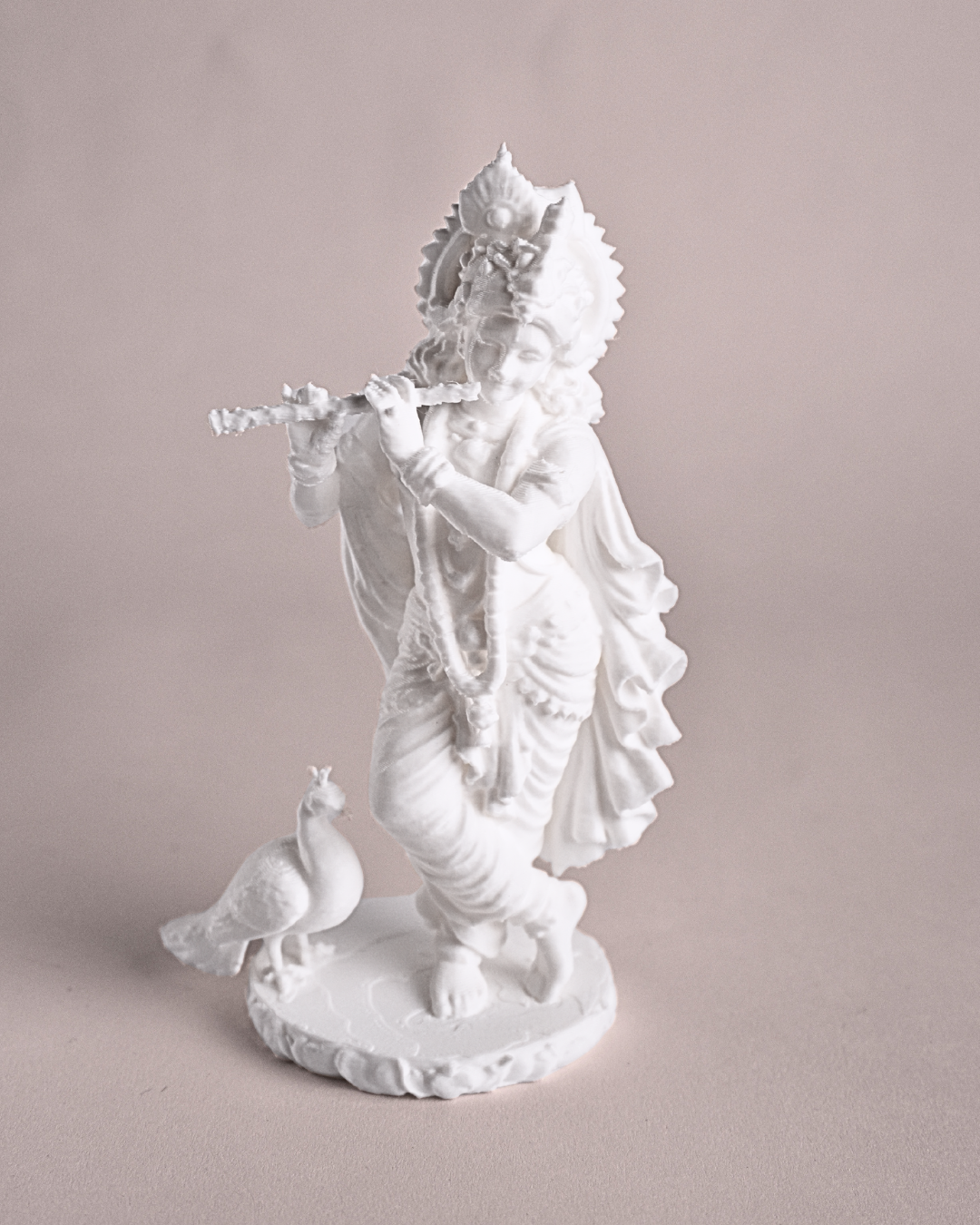 5-Inch 3D Printed Krishna with Peacock Feather Statue