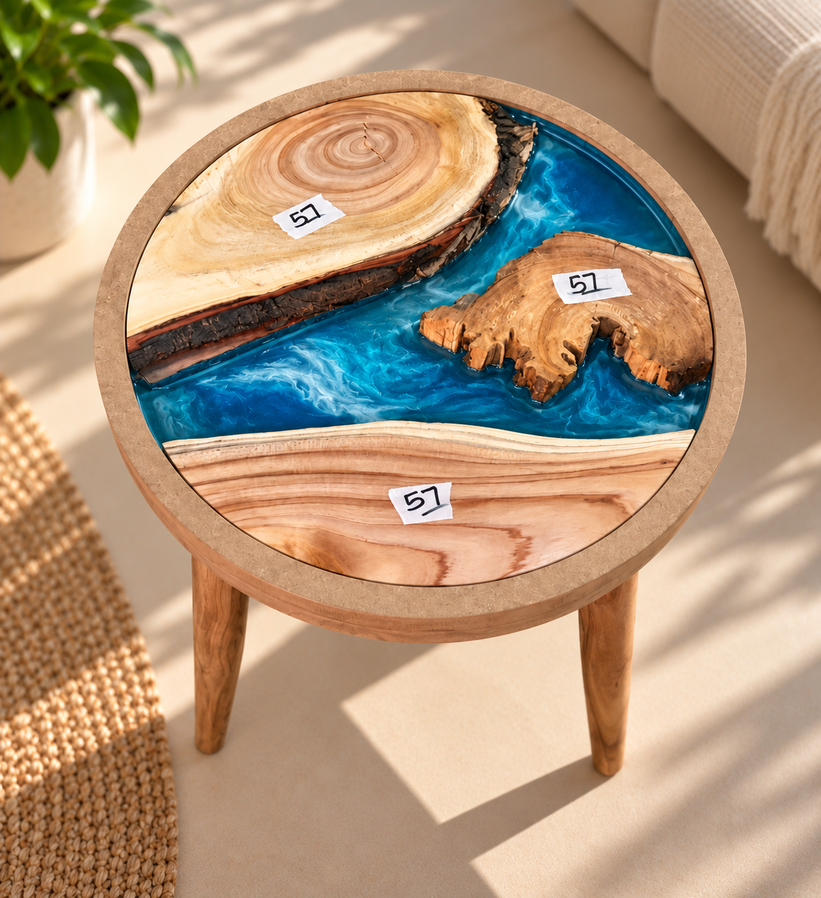 16" Framed Round River Table with Wooden Legs [Style 57]