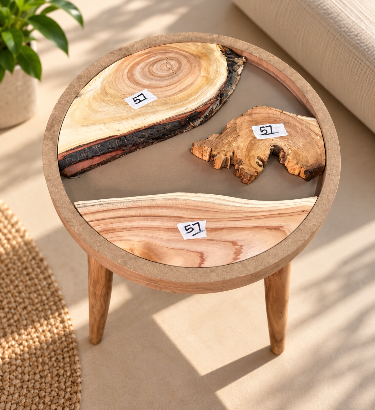 16" Framed Round River Table with Wooden Legs [Style 57]