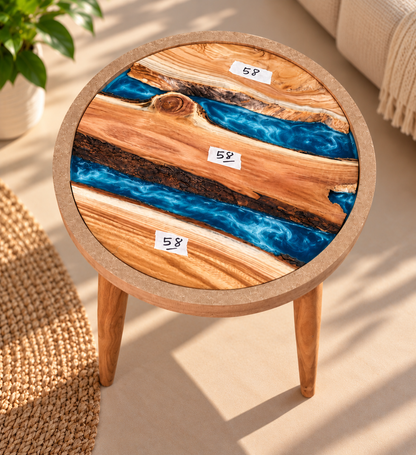 16" Framed Round River Table with Wooden Legs [Style 58]
