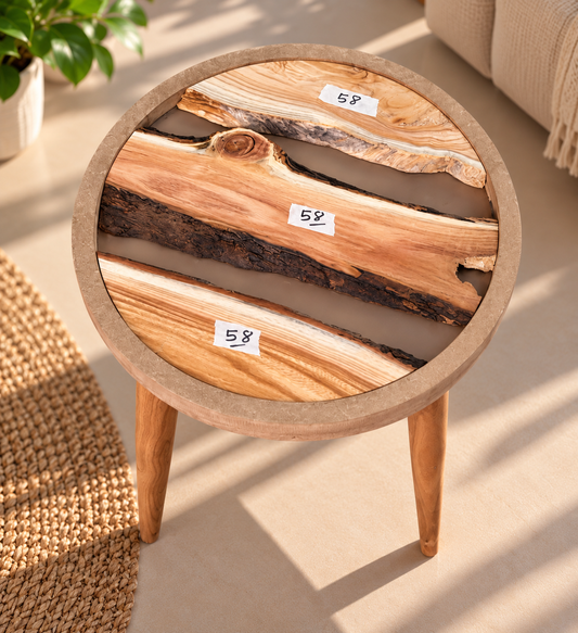 16" Framed Round River Table with Wooden Legs [Style 58]