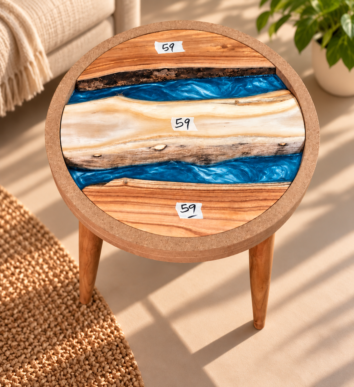 16" Framed Round River Table with Wooden Legs [Style 59]