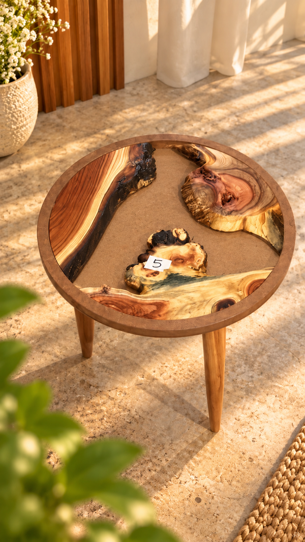 16" Framed Round River Table with Wooden Legs [Style 5]