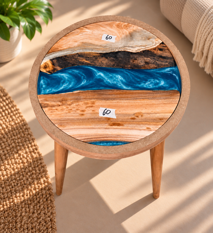 16" Framed Round River Table with Wooden Legs [Style 60]