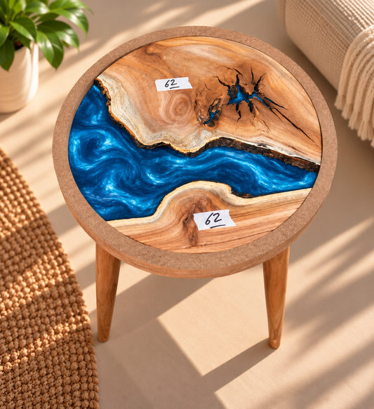 16" Framed Round River Table with Wooden Legs [Style 62]