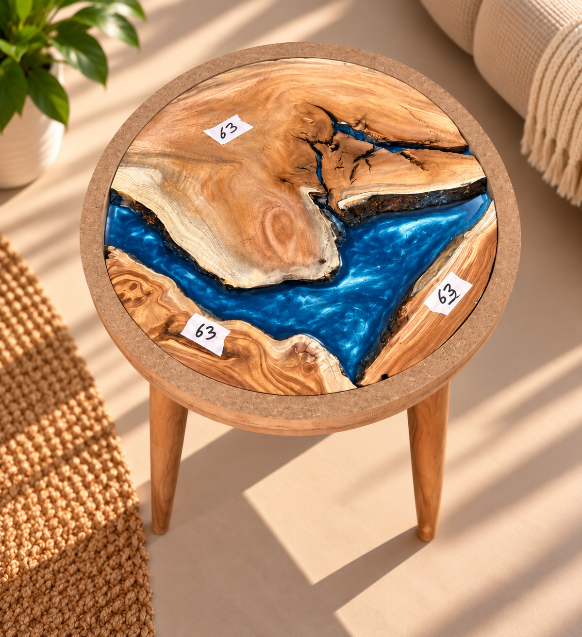 16" Framed Round River Table with Wooden Legs [Style 63]