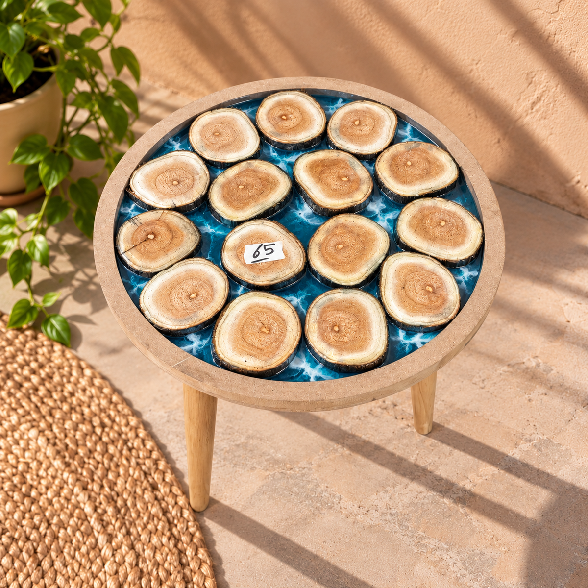 16" Framed Round River Table with Wooden Legs [Style 65]