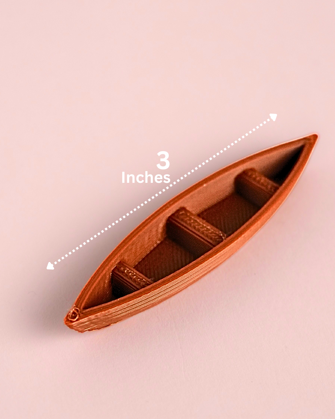 3 Inches 3D Printed Brown Boat (Set Of 5)