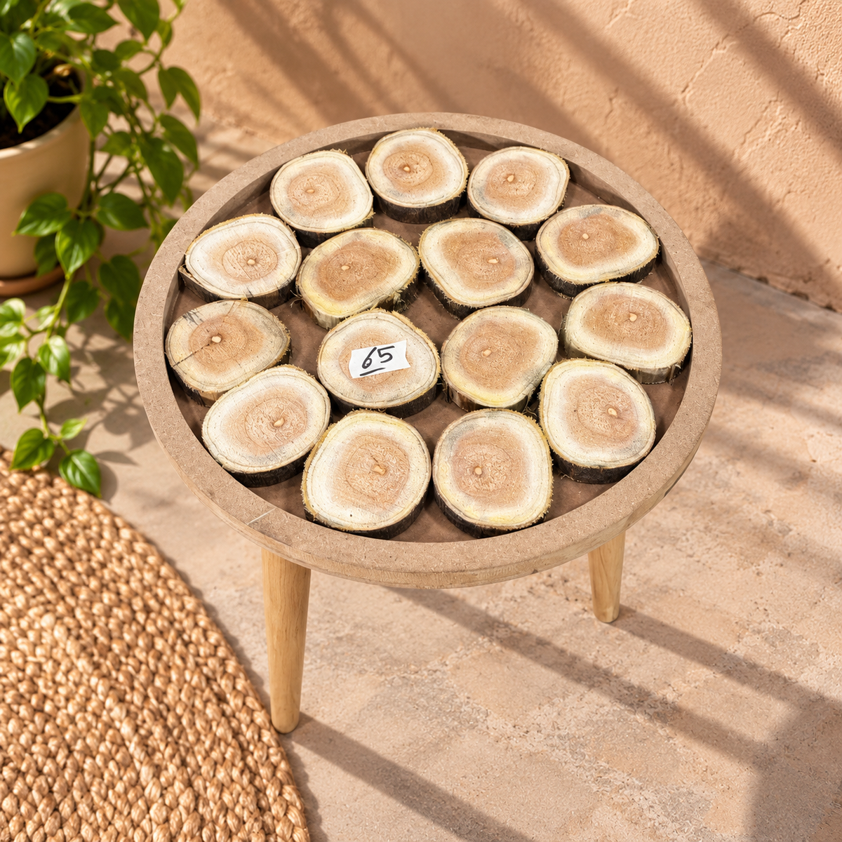 16" Framed Round River Table with Wooden Legs [Style 65]