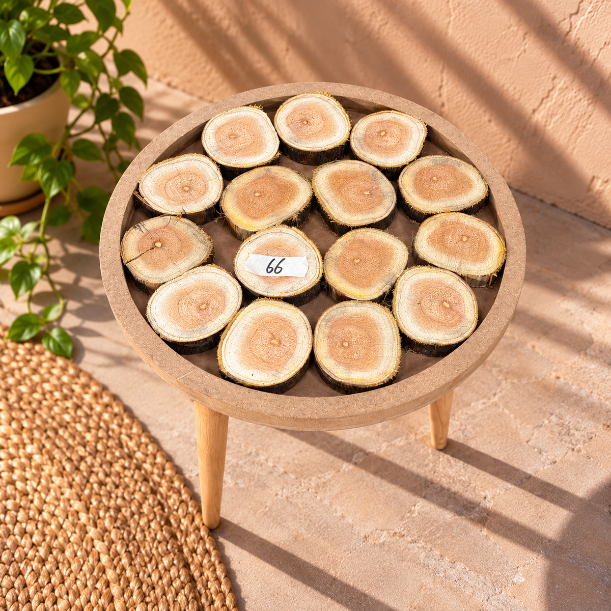 16" Framed Round River Table with Wooden Legs [Style 66]