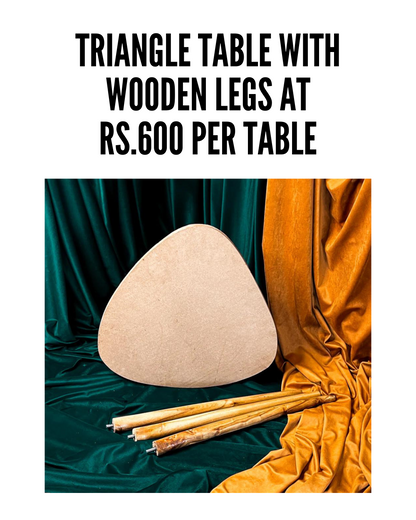 Triangle Table with Wooden legs (Set of 5)