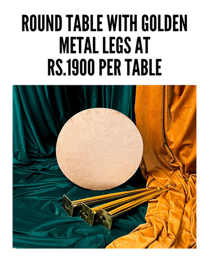 Round Table with Golden Metal Legs (Set of 5)
